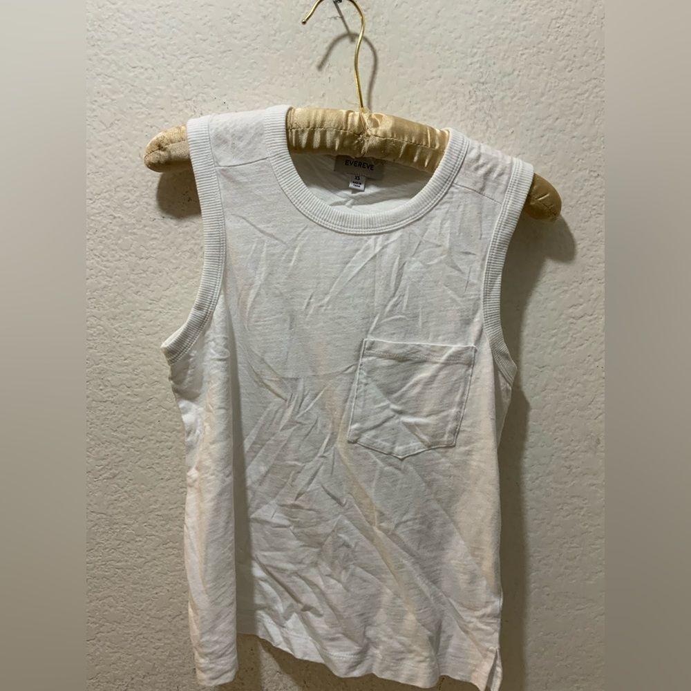 Evereve White sleeveless Cotton Cropped Pocket TShirt Size XS